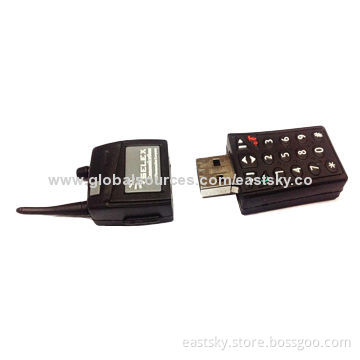 Custom interphone-shaped USB flash drive, made of soft PVC material, OEM orders welcome